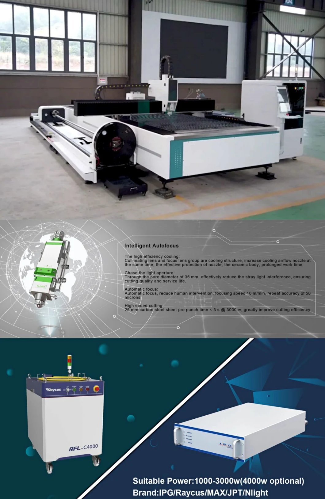 Lxshow 1000W 2000W 3000W 4000W Fiber Laser Metal Cutting Machine for Sale